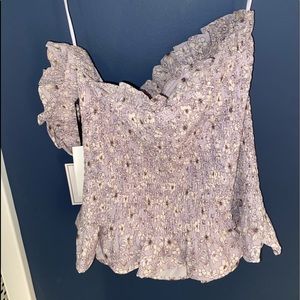 Purple, wildflower strapless tube top